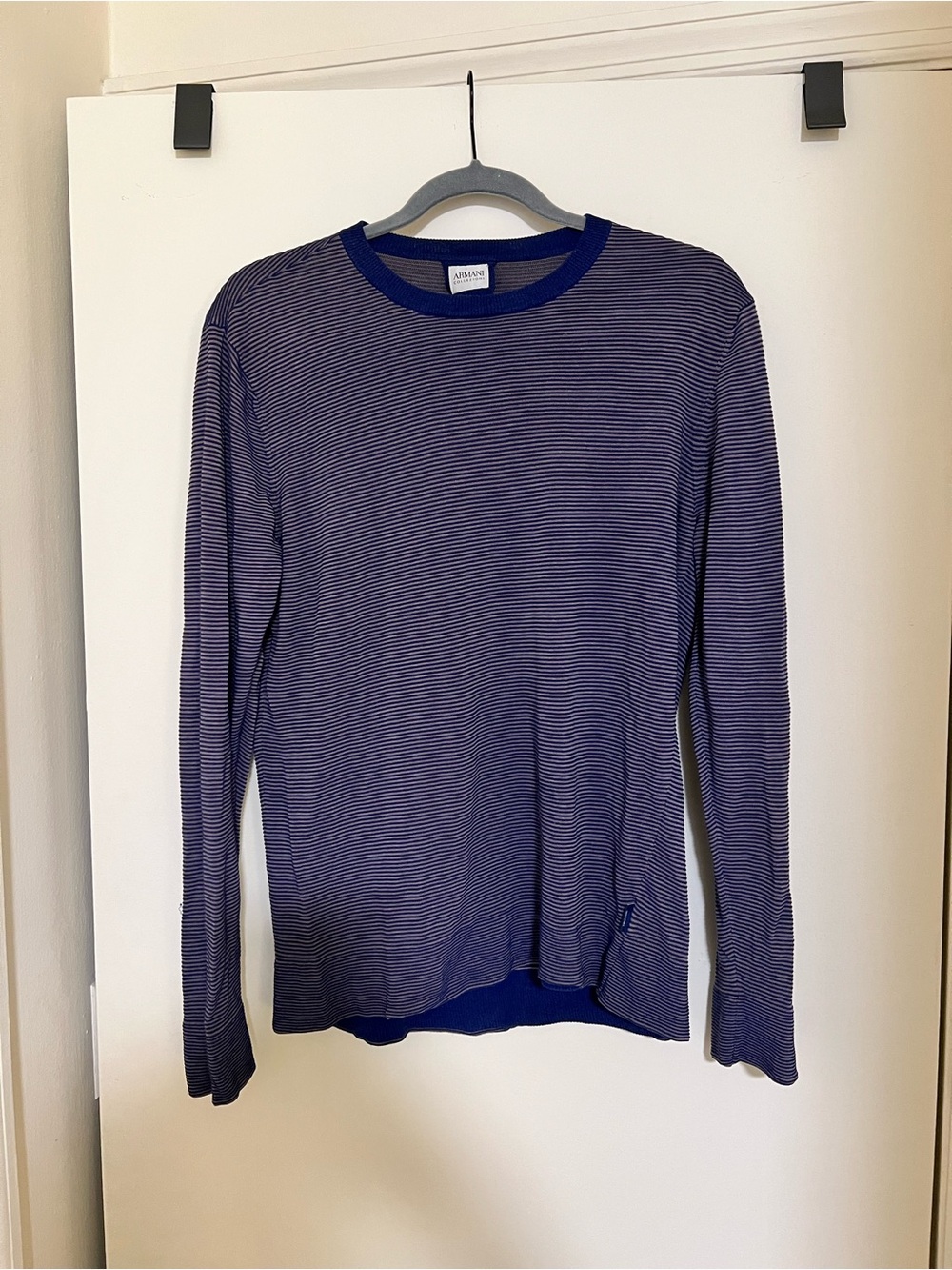 Armani Collection knit blue striped long sleeve size 50 (fits like L/XL)